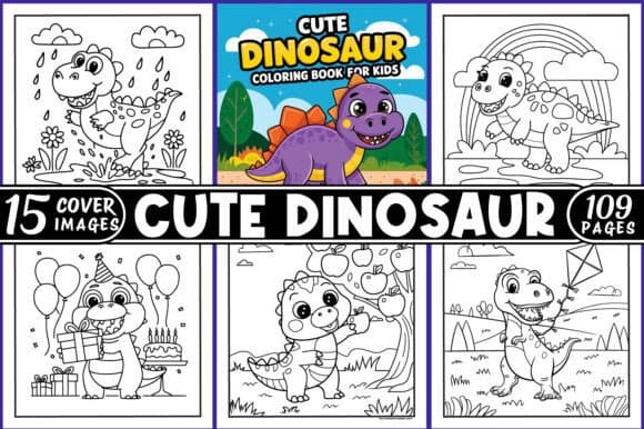 Cute Dinosaur Coloring Book for Kids Vol 9 coloring pages