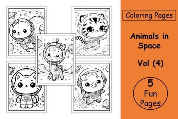 Animals in Space Coloring Pages VOL 4 coloring pages