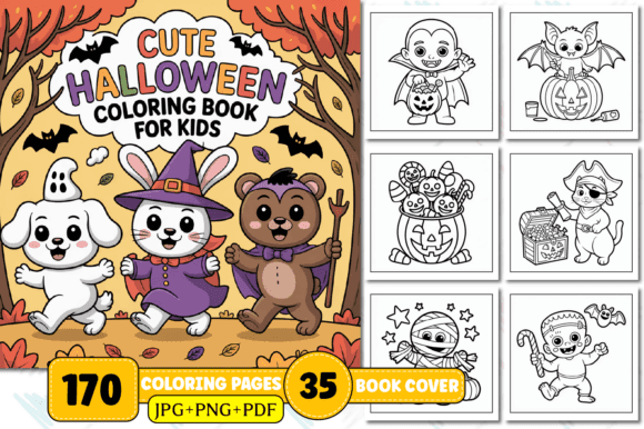 Bold & Easy Cute Halloween Coloring Book coloring pages