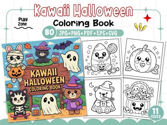 Kawaii Halloween Coloring Pages for Kids coloring pages