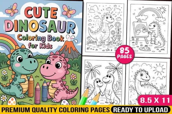 Cute Dinosaur Coloring Book for Kids Vol 21 coloring pages