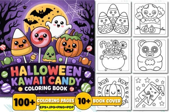 Kawaii Candy Halloween Coloring Book coloring pages