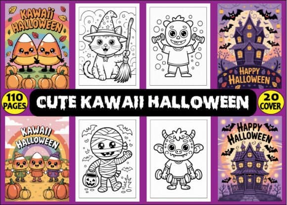 Cute Kawaii Halloween Coloring Pages coloring pages
