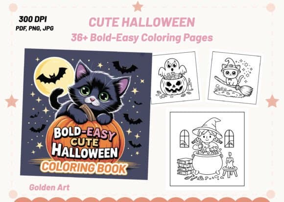 Bold & Easy Cute Halloween Coloring Book coloring pages