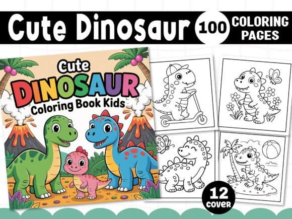 Cute Dinosaur Coloring Book for Kids Vol 23 coloring pages