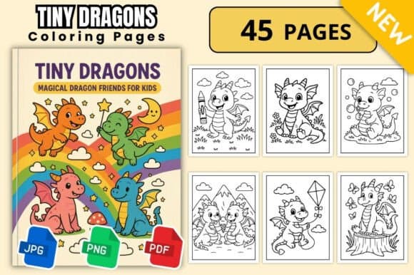 Cute Tiny Dragons Coloring Book coloring pages