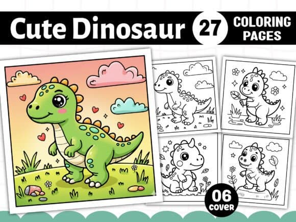 Cute Dinosaur Coloring Book for Kids Vol 12 coloring pages