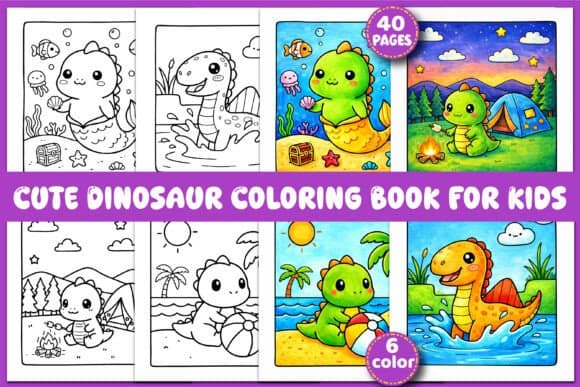 Cute Dinosaur Coloring Book for Kids Vol 28 coloring pages