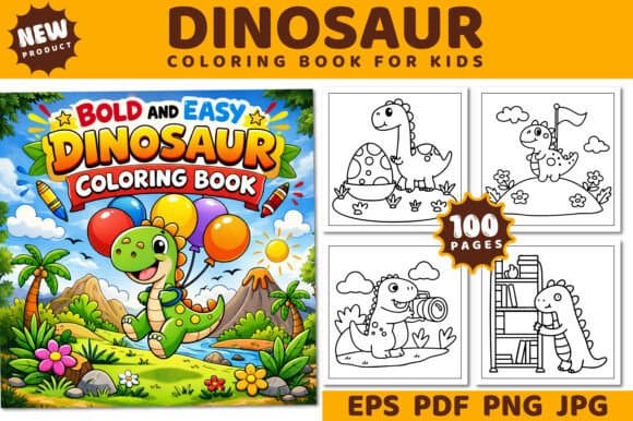 Bold and Easy Dinosaur Coloring Book coloring pages