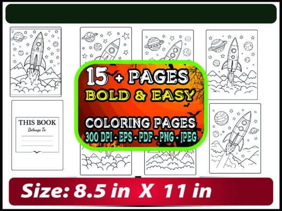 Bold and Easy Space Coloring Book Pages coloring pages